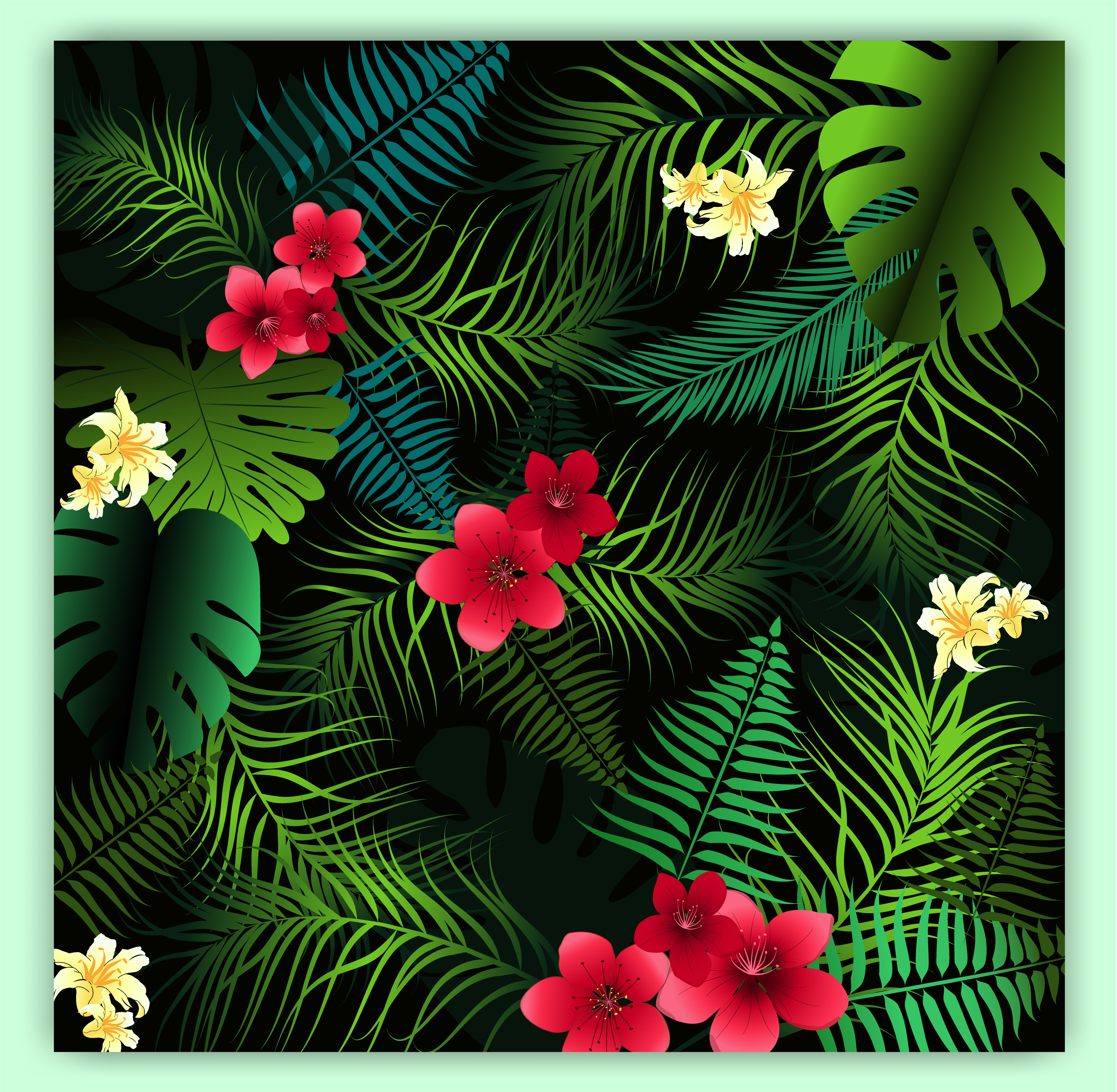 Download Tropical floral seamless vector pattern background 345686 ...