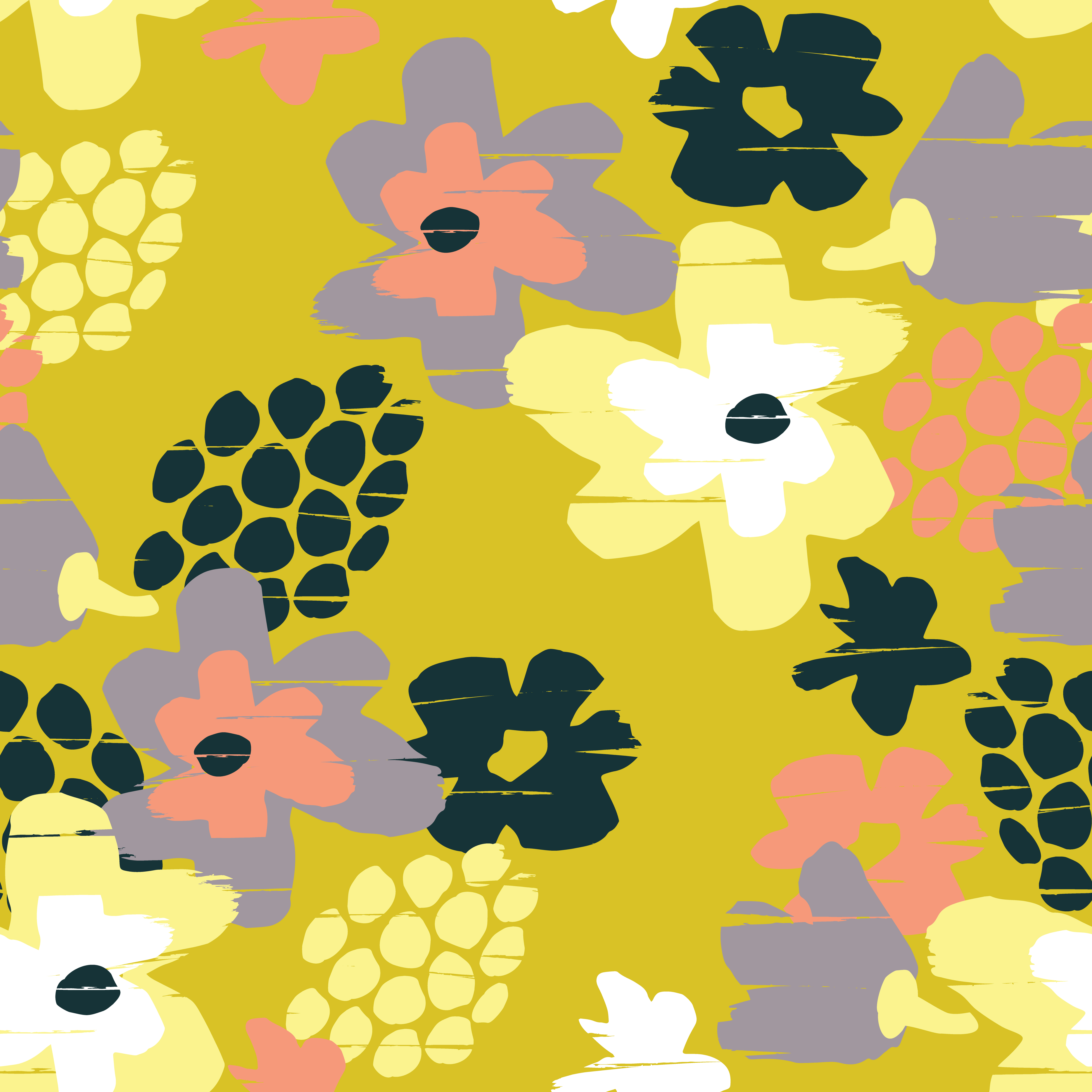 Abstract floral seamless pattern with trendy hand drawn textures ...