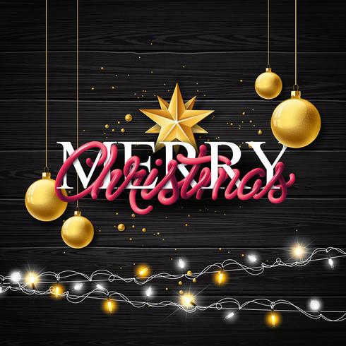 Merry Christmas Illustration on vintage wood Background vector