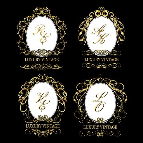 Gold decorative frames vector