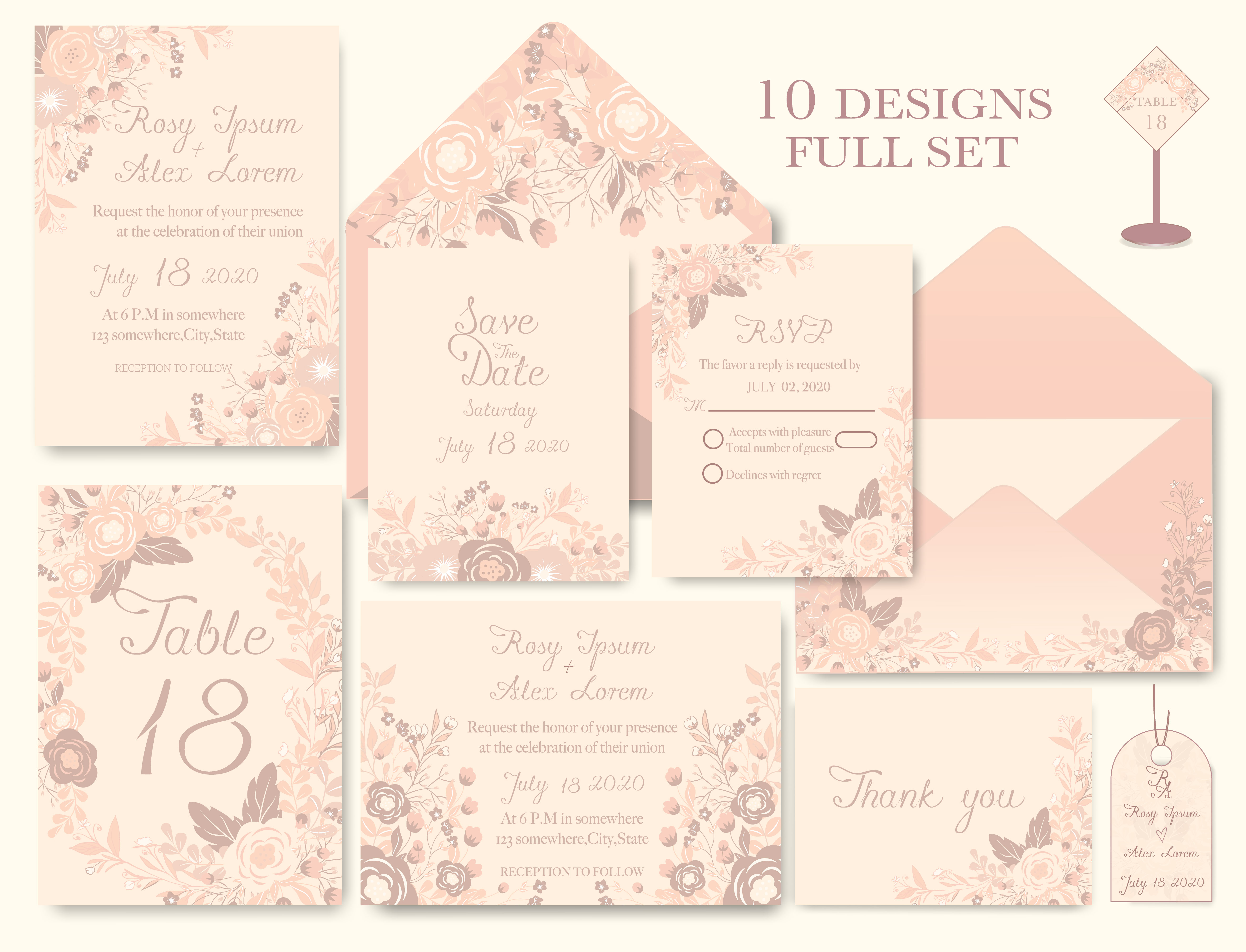 wedding invitation card with flower templates download