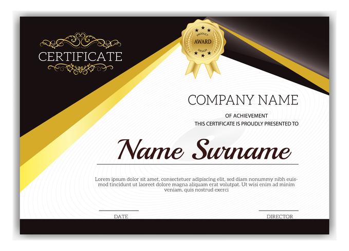 Vintage golden classic certificate of achievement template vector