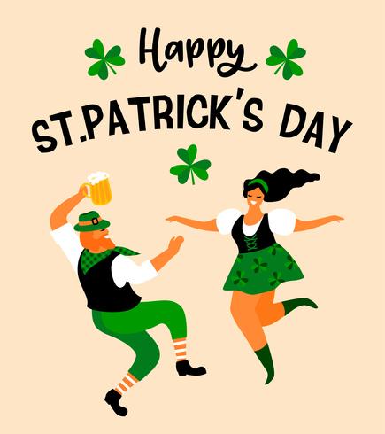 Día de San Patricio. Ilustración vectorial con gente divertida vector