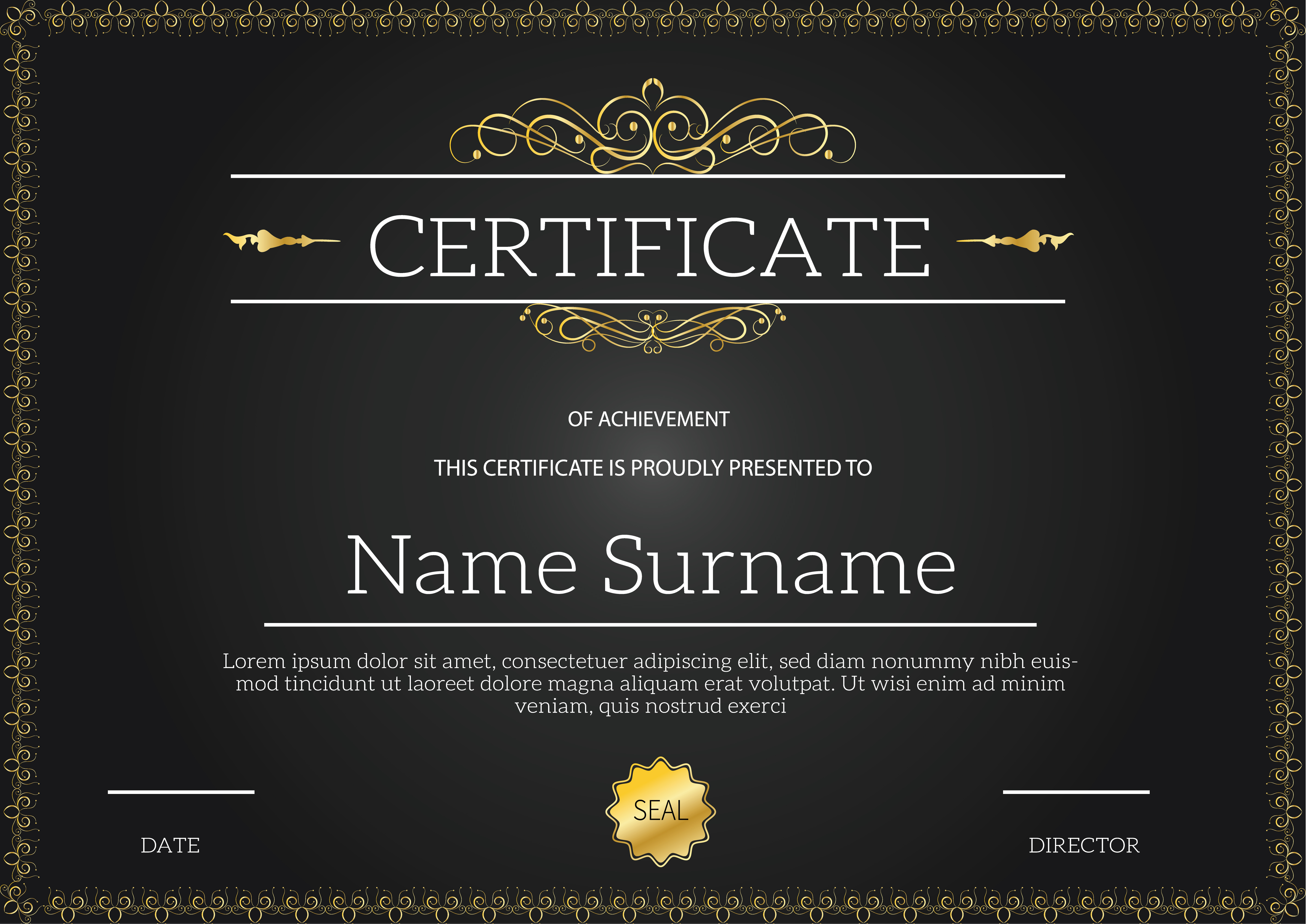 Vintage golden classic certificate of achievement template 345801