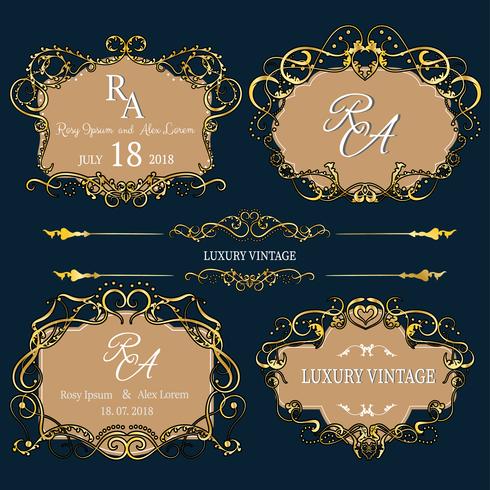 Gold decorative frames vector