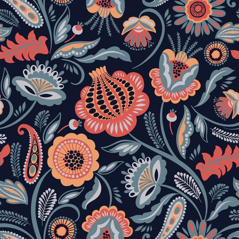 Folk floral seamless pattern. Modern abstract design vector