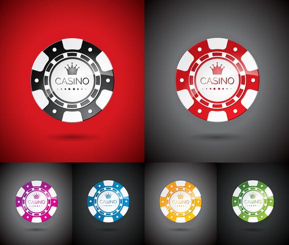 Vector la ilustración en un tema del casino con jugar las virutas fijadas.