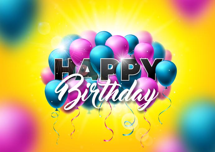 Happy Birthday Vector Design with Balloons