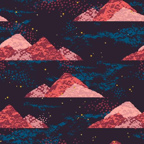 Abstract cosmic seamless pattern. Trendy hand drawn texture, glitter and geometric elements. vector