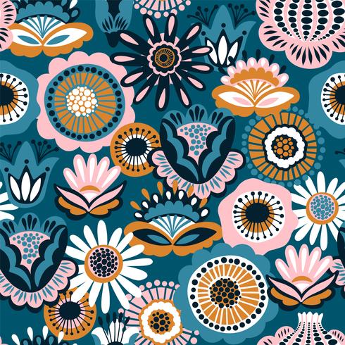 Folk floral seamless pattern. Modern abstract design vector