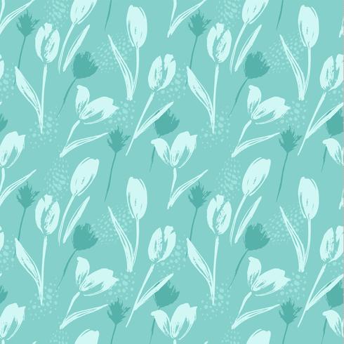 Abstract floral seamless pattern tulips .Trendy hand drawn textures. vector