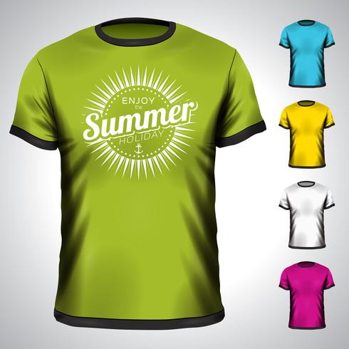 Vector t-shirt set with summer holiday illustration.