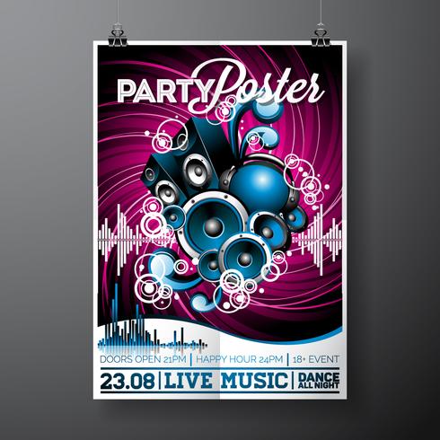 Illustration for a musical theme with speakers and abstract music head vector