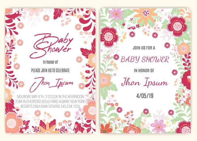floral decor card baby shower vector