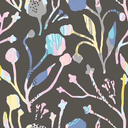 Abstract floral seamless pattern with trendy hand drawn textures. vector