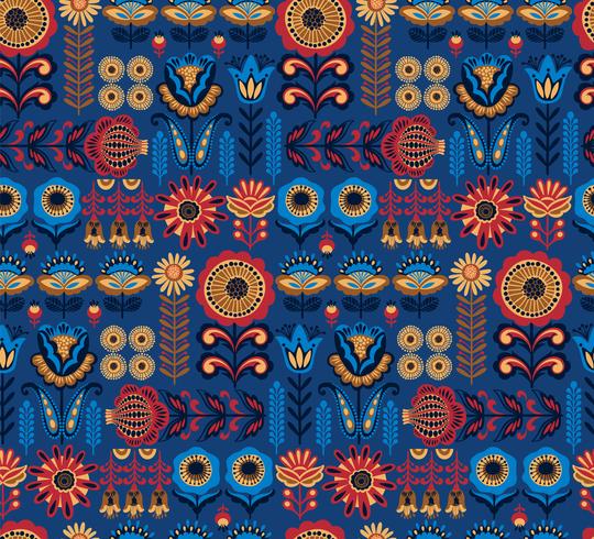 Folk floral seamless pattern. Modern abstract design. vector