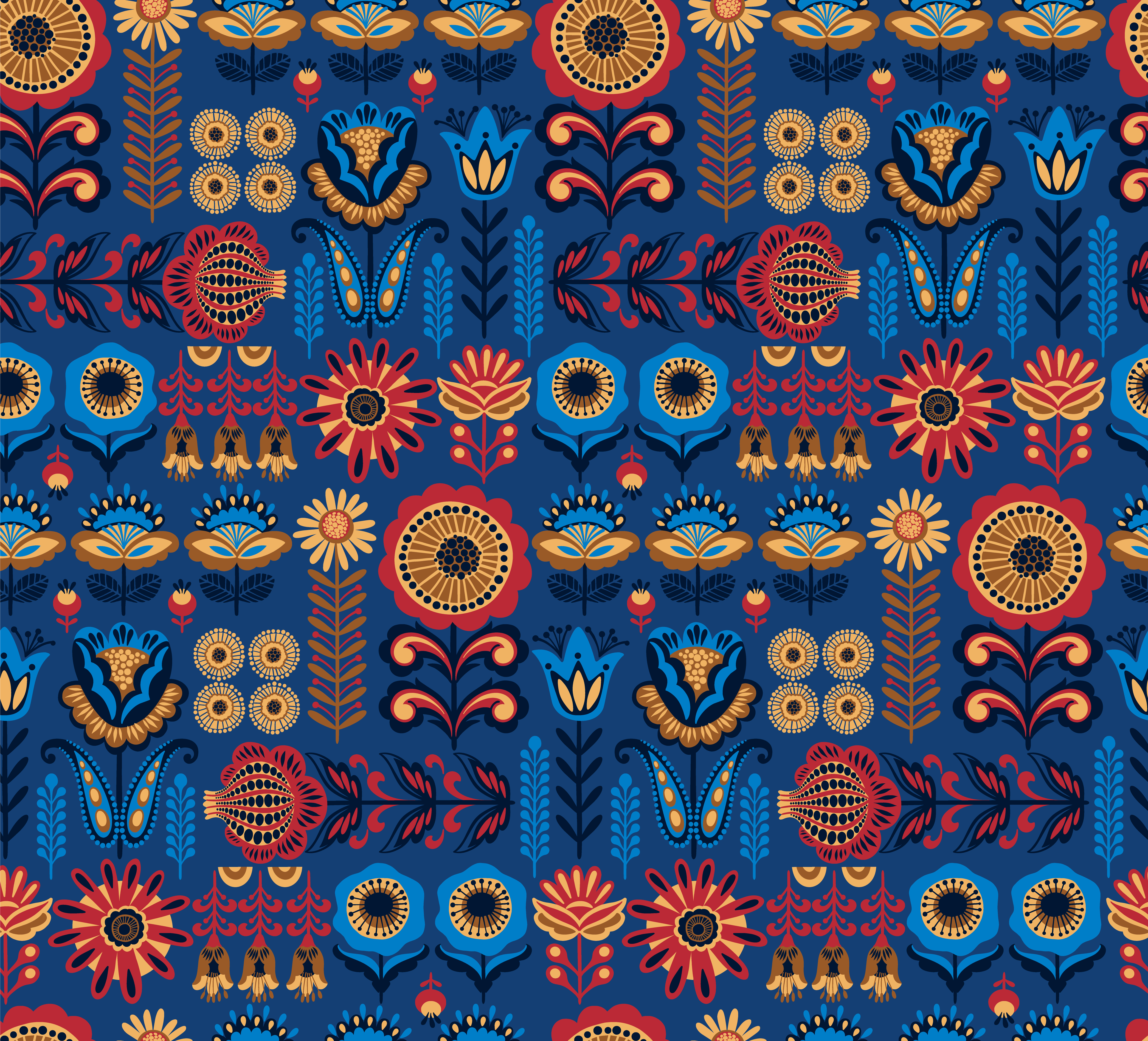 Folk floral seamless pattern  Modern abstract design  