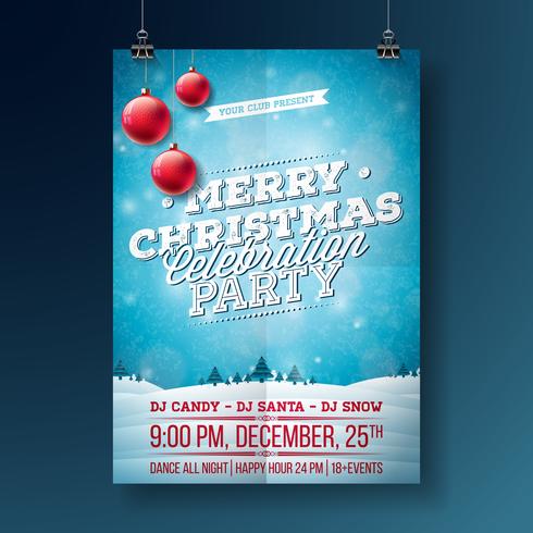 Merry Christmas Party Flyer Illustration vector