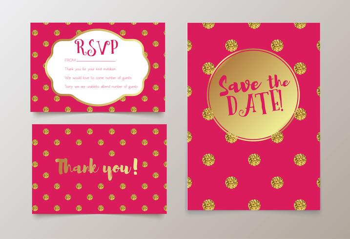 Tarjeta de moda para bodas, reserva la fecha de la invitación, RSVP y tarjetas de agradecimiento. vector