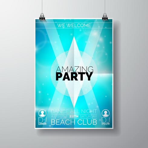 Vector Party Flyer poster template on Summer Beach theme