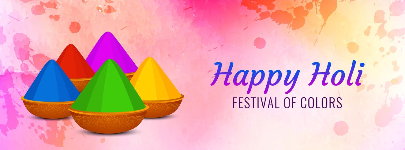 Plantilla de banner hermosa celebración feliz Holi vector