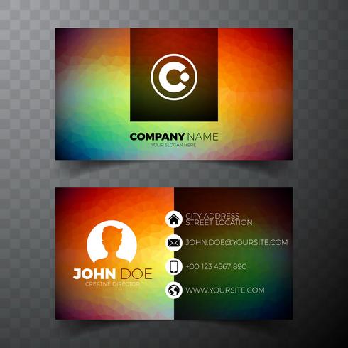 Vector modern green business card design template on clean backgound.