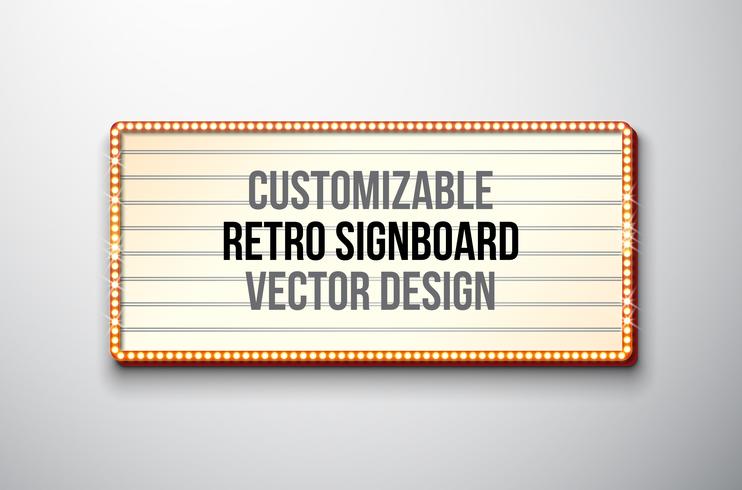 Letrero retro o lightbox ilustración con diseño personalizable vector