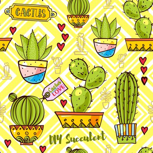 Tendencia de los patrones de cactus. vector