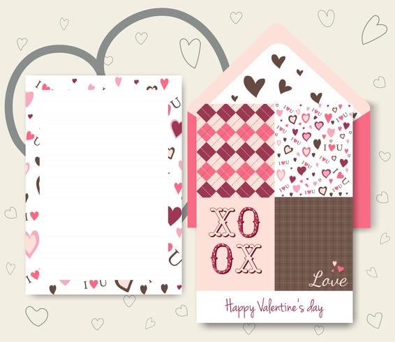 Collection of pink white colored Valentine's day card vector