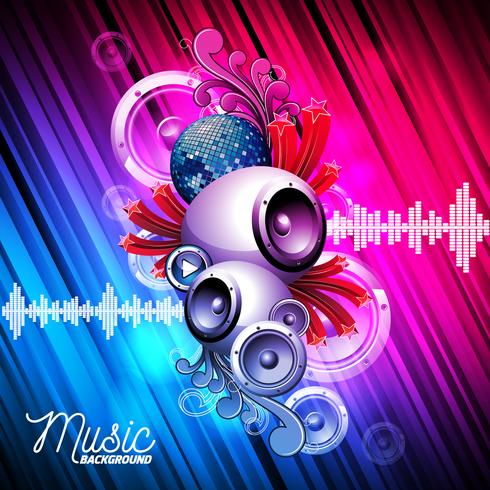 Abstract vector shiny background with speaker and design elements.