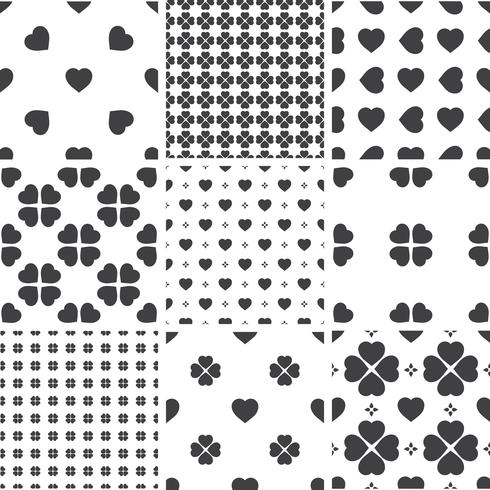 Set of monochrome geometric seamless universal patterns, tiling.   vector