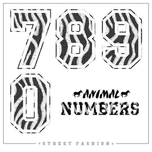 Animals mosaic numbers for t-shirts, posters, card and other uses. vector