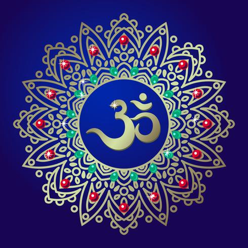 Om or Aum Indian sacred sound, original mantra, a word of power. vector