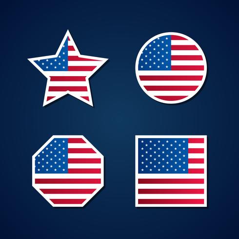 Usa Flag Symbols Element Set vector