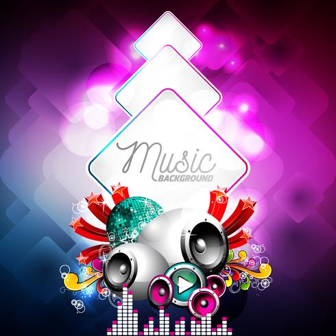 Abstract vector shiny background with speaker and design elements.