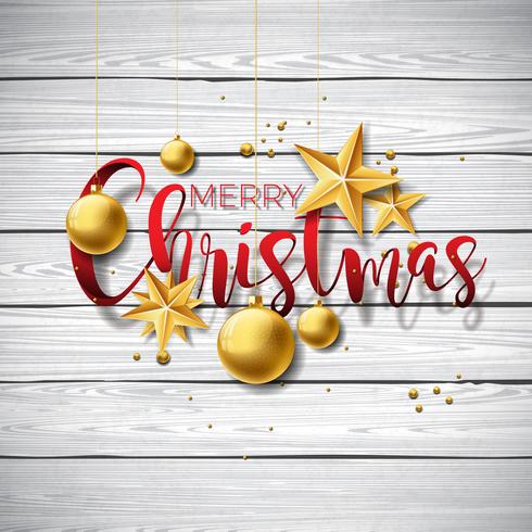 Merry Christmas Illustration on vintage wood Background vector