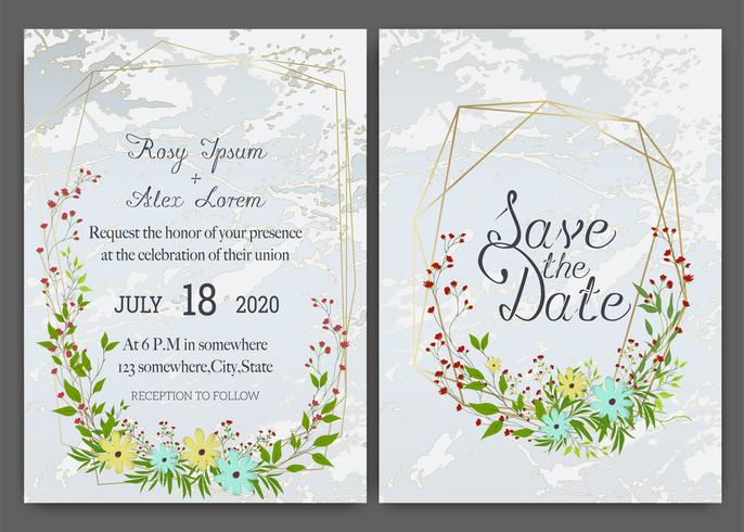Floral hand drawn frame for a wedding invitation vector
