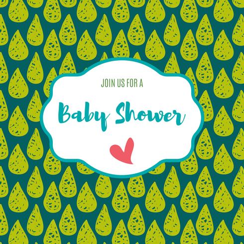 Baby shower invitation card   green flash color. vector