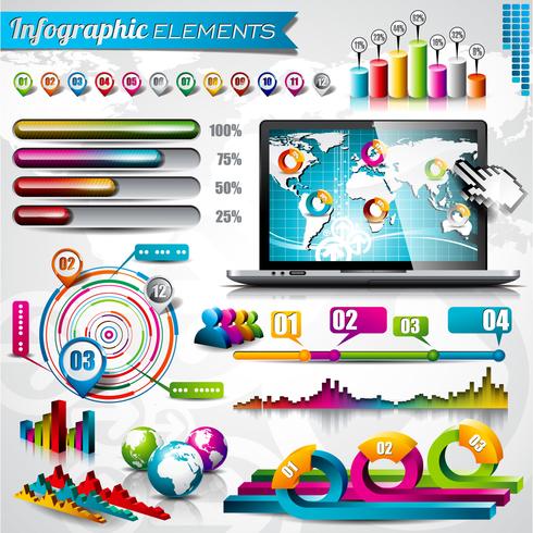 Vector design set of infographic elements. World map and information graphics.