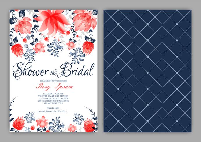 Vector set of invitation cards with flowers elements Wedding collection