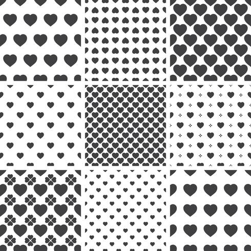 Set of monochrome geometric seamless universal patterns, tiling.  vector