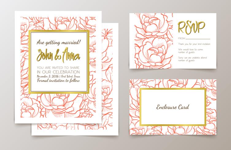 A set of office supplies for weddings  invitation, vector