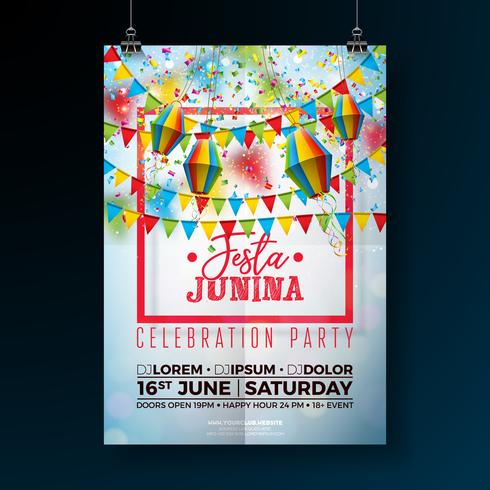 festa junina party flyer illustration vector