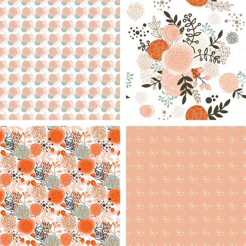 Shabby Chic Rose Patterns vector