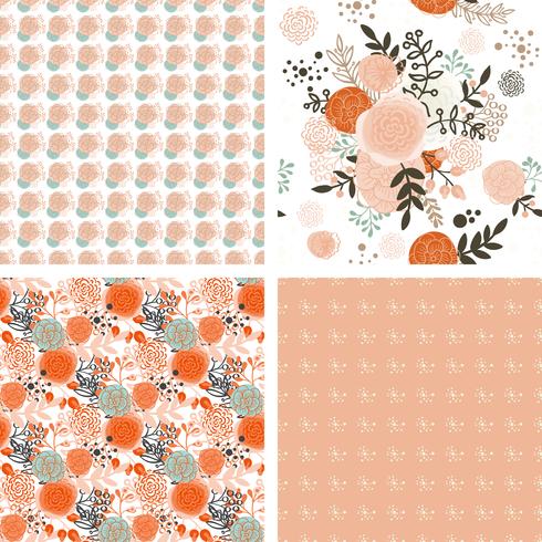 Shabby Chic Rose patrones vector