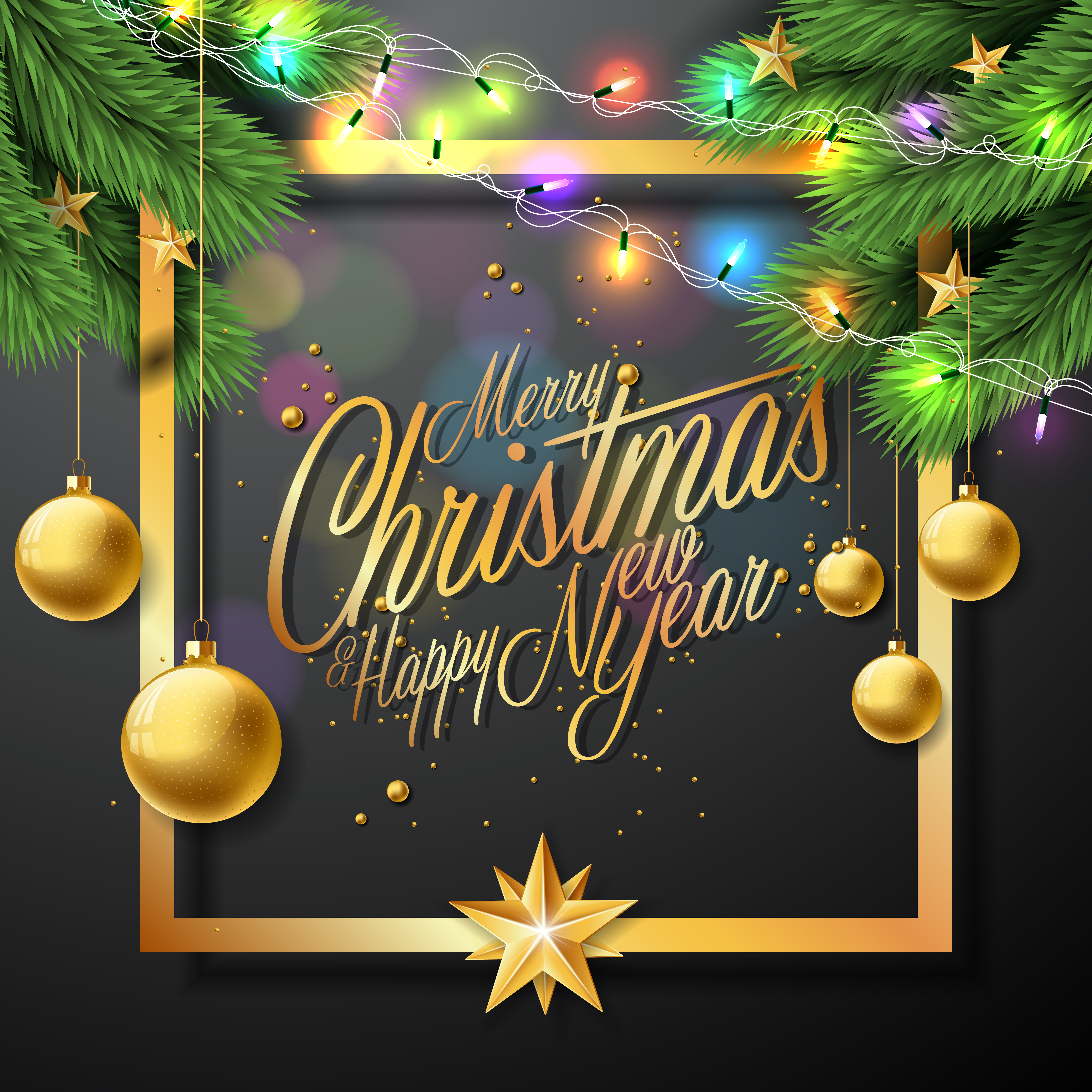 Merry Christmas Illustration on Black Background 346571 Vector Art at Vecteezy