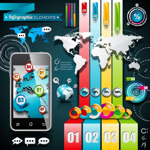 Vector design set of infographic elements. World map and information graphics