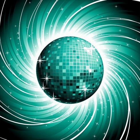 Vector discoball on shiny blue grunge background.