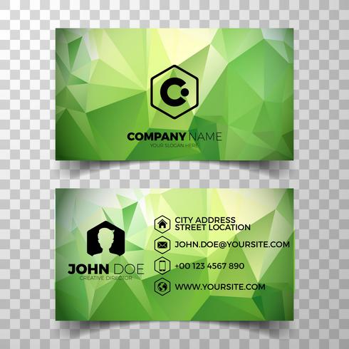 Vector modern green business card design template on clean backgound.