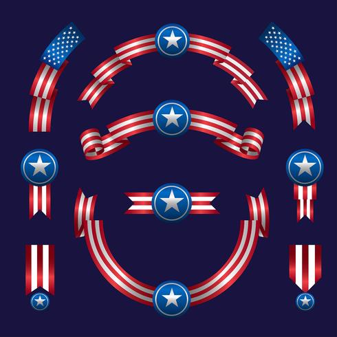 American Ribbon Set vector